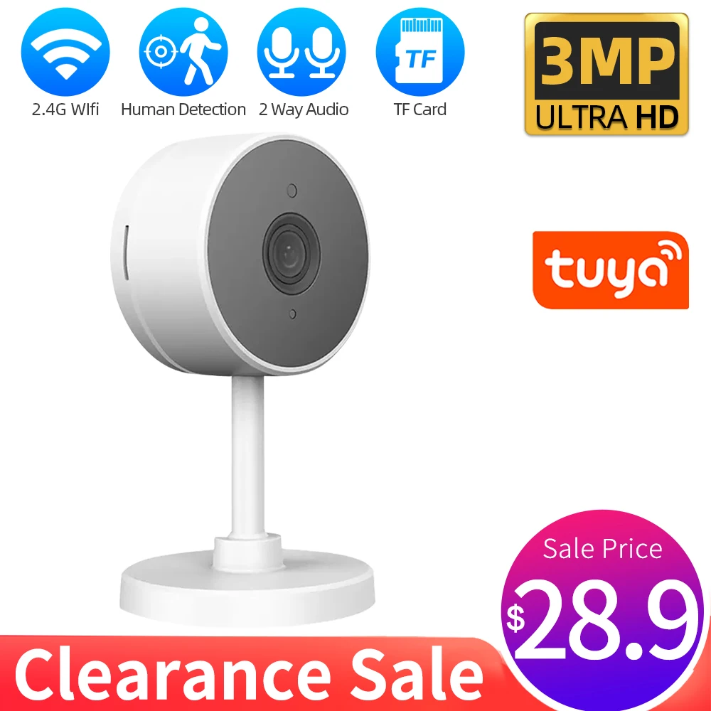 

WiFi Camera Baby Monitor 3MP Mini Indoor Security AI Tracking Audio Video Surveillance Camera Tuya Wifi Webcam Smart Home APP