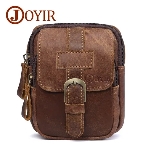 Riñonera de cuero genuino para hombre, bolsa para la cintura, cinturón para dinero, 6371