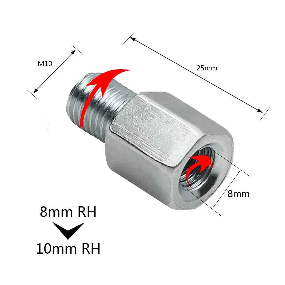 2Pcs Motorcycle Mirror Adapter 8mm To 10mm Clockwise Threaded Bike Rearview Mirror Convert Adapters