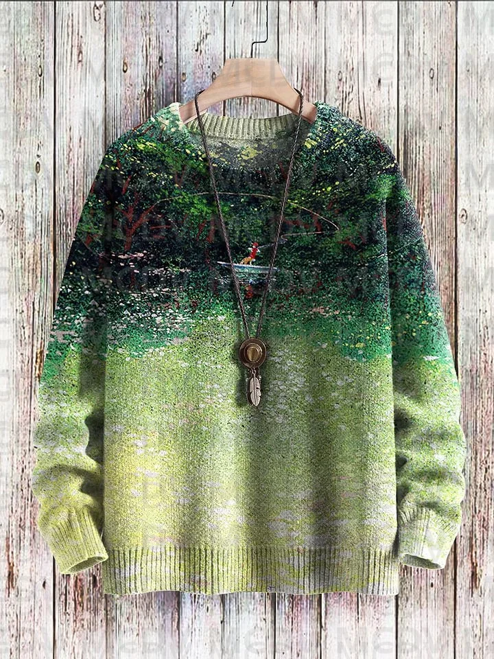 Wolf Vintage Art Vibe Print Sweater Men's For Women's Pullover