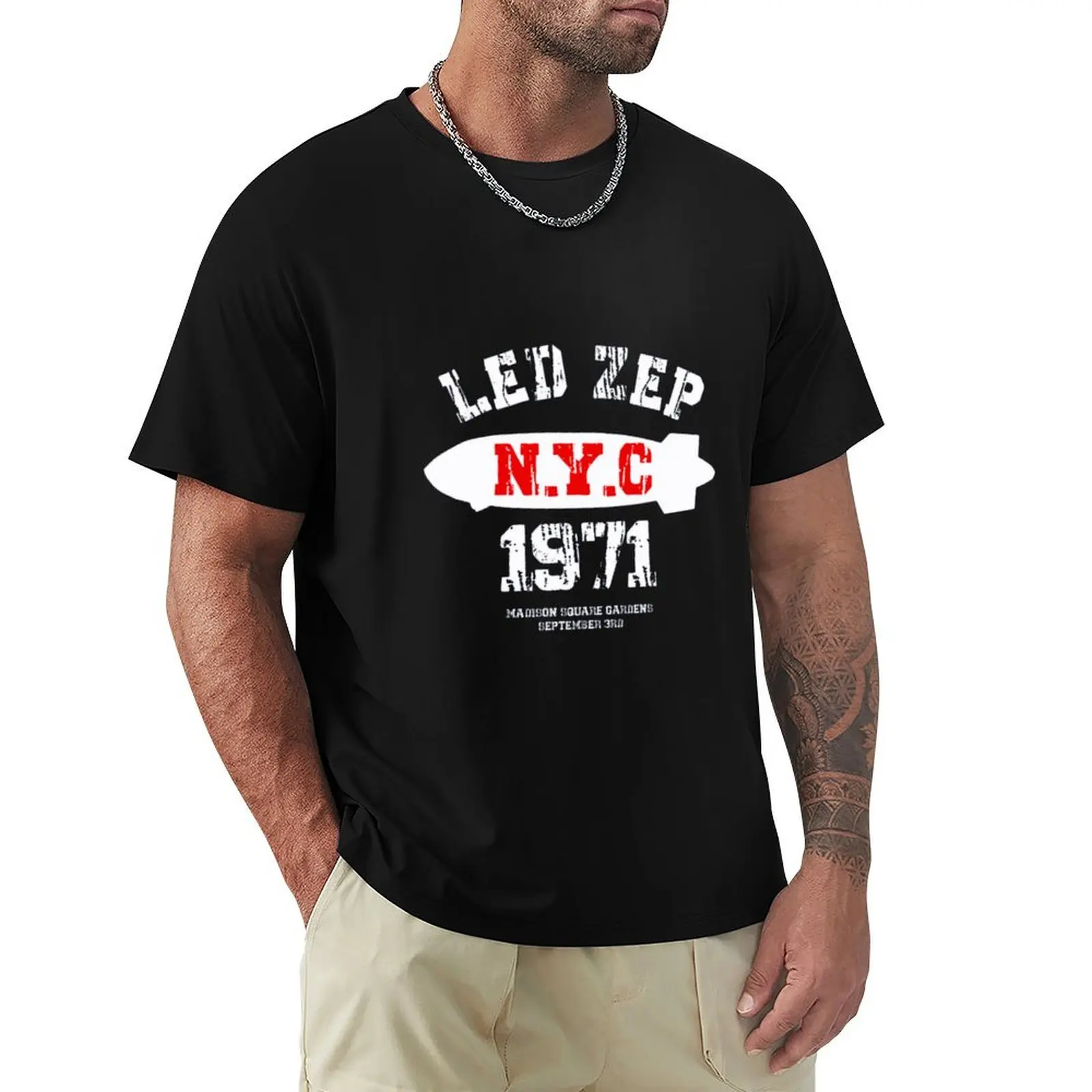 Camiseta vintage Led Zep NYC 1971 Concert, camiseta básica de manga corta que combina con todo