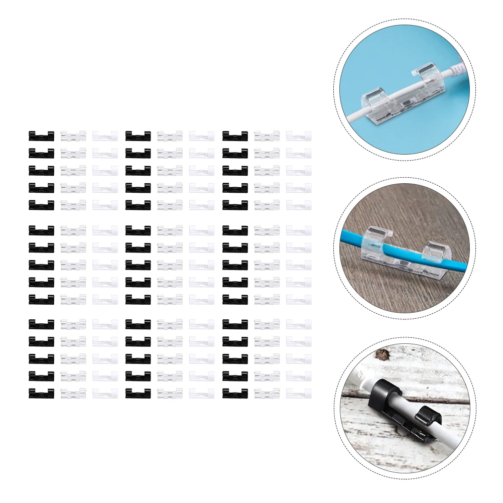 

120pcs Self-Adhesive Cord Management Clips Cable Fixing Clamps For Home Use Durable Household Cord Holder Tidy Organizer Clamp
