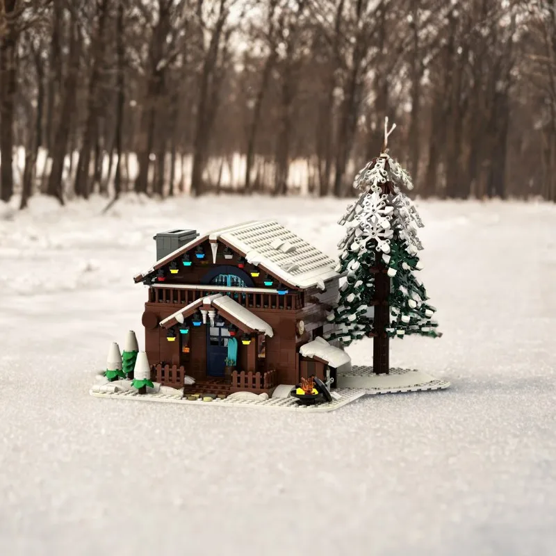 1461 pièces MOC maison du père noël thème de noël vacances Cottage cadeau décor traîneau renne bricolage modèle blocs de construction cadeau d'anniversaire