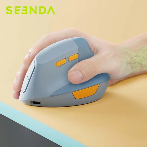 Seenda-ratón inalámbrico Vertical tipo C, recargable, ergonómico, USB y tipo C, para ordenador portátil, PC, MacBook, Windows y Android