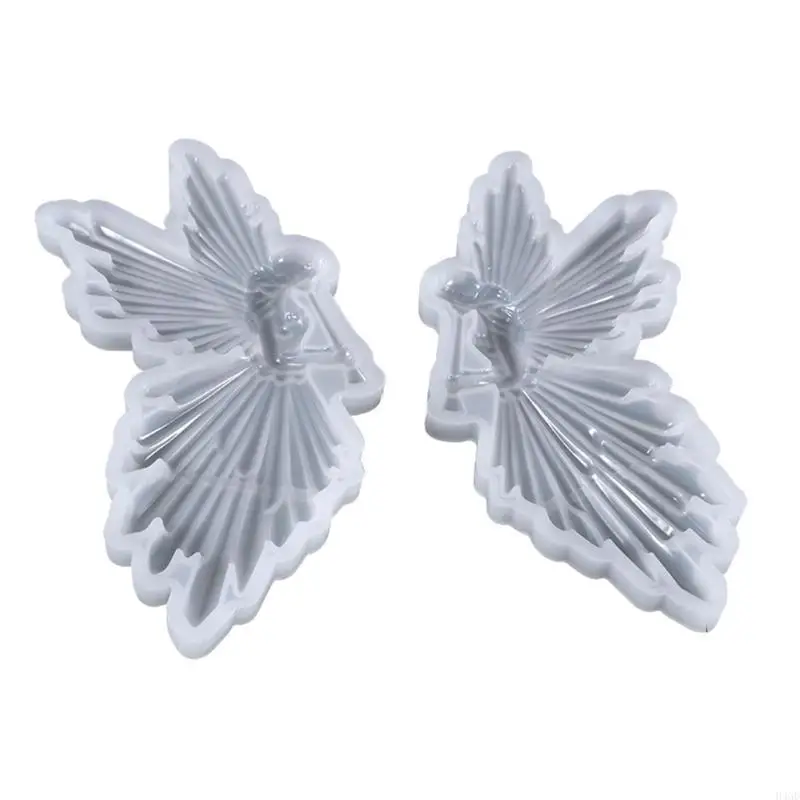 H4GD Angel Playing the Flute Silicone Mold Jewelry Making Tool Fairy Girl with Wings Resin Mold Crystal Home Ornament