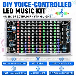 Diy Electronic Kit DIY Sound Control LED Music Electronic Kits Audio Frequency Display PCB Soldering Project Practice Solder