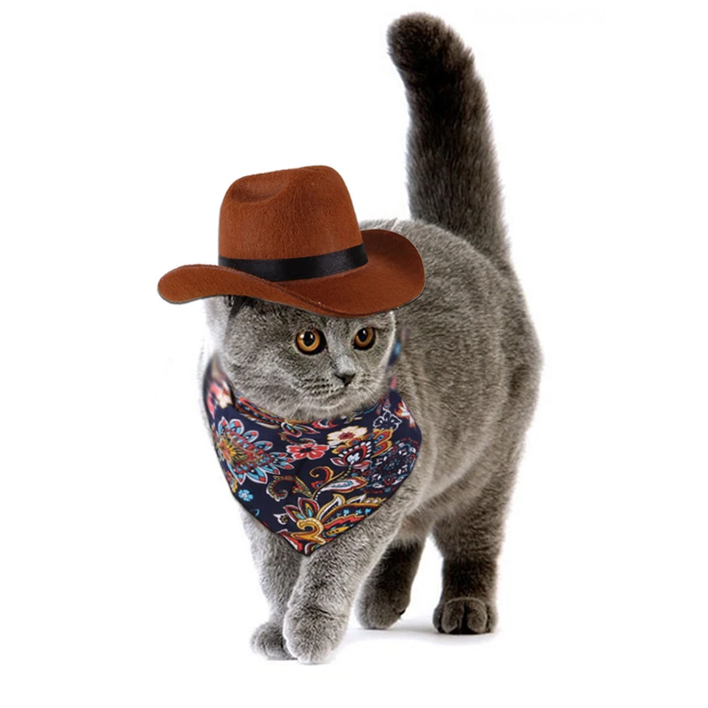 Funny Hat For Dog Cat Western Cowboy Hat Photo Prop Universal Dog Cap For Halloween Christmas Street Party Pet Accessories