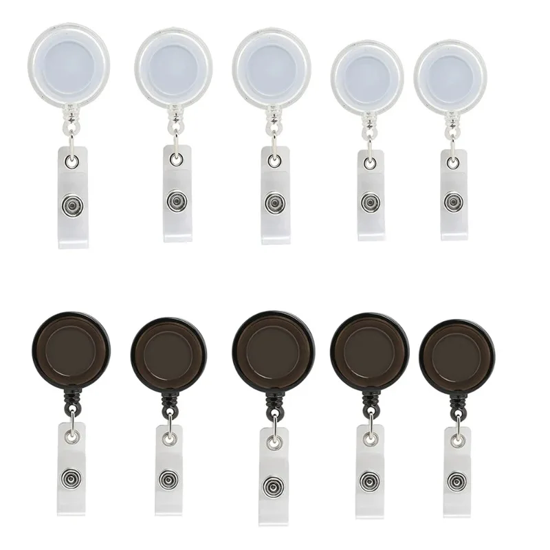 10pcs/set ID IC Card Holder Name Badge Holder Clip Plastic ID Tag Cover Retractable Badge Reel Working Permit Pass Card Holder