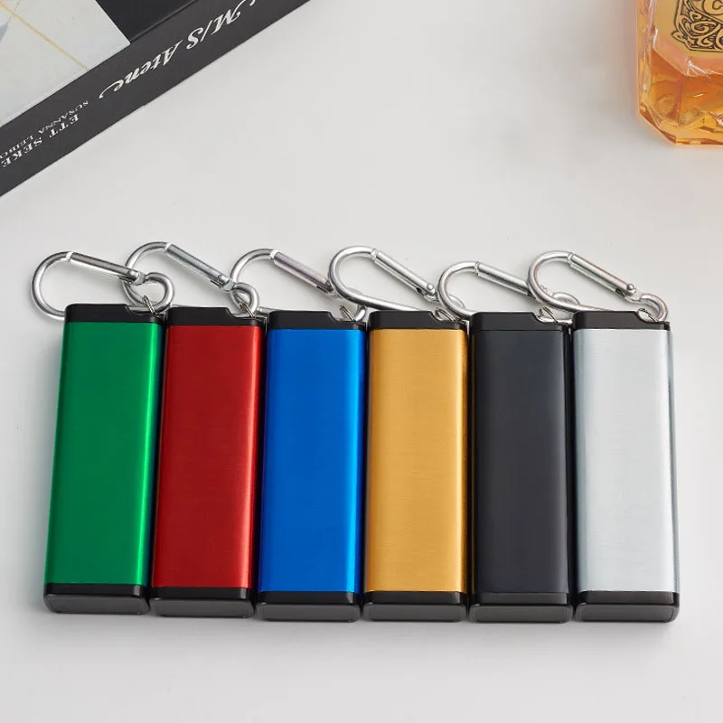 Portable Metal Cigarette Case with Keychain, Mini Pocket Ashtray with Lid for Outdoor Travel, Smoking Accessories, Gift for Men