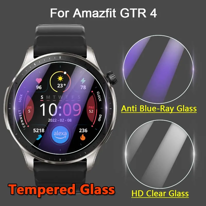 

5Pcs Screen Protector For Amazfit GTR 4 GTR4 Smart Watch 2.5D 9H Ultra Clear / Anti Blue-Ray Tempered Glass Protective Film