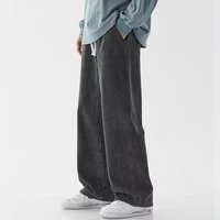 2025 new men's clothing European and American loose denim wide leg pants slim fit high waisted men's straight leg jeans