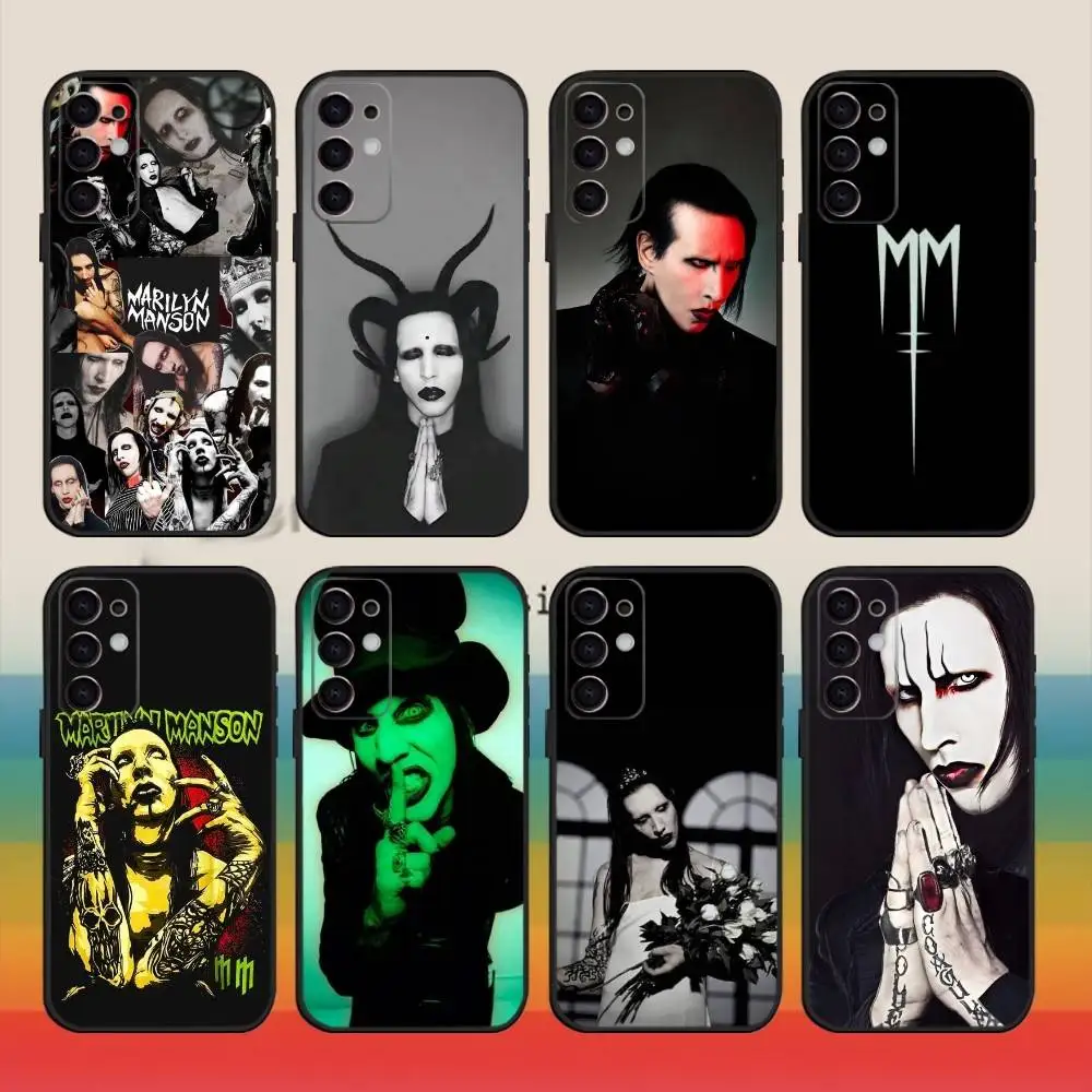 Funda de teléfono Singer M-Marilyn M-Manson para Samsung S25,S24,S23,S22,S21,S20,Plus,Fe,Lite,Otros cubierta negra