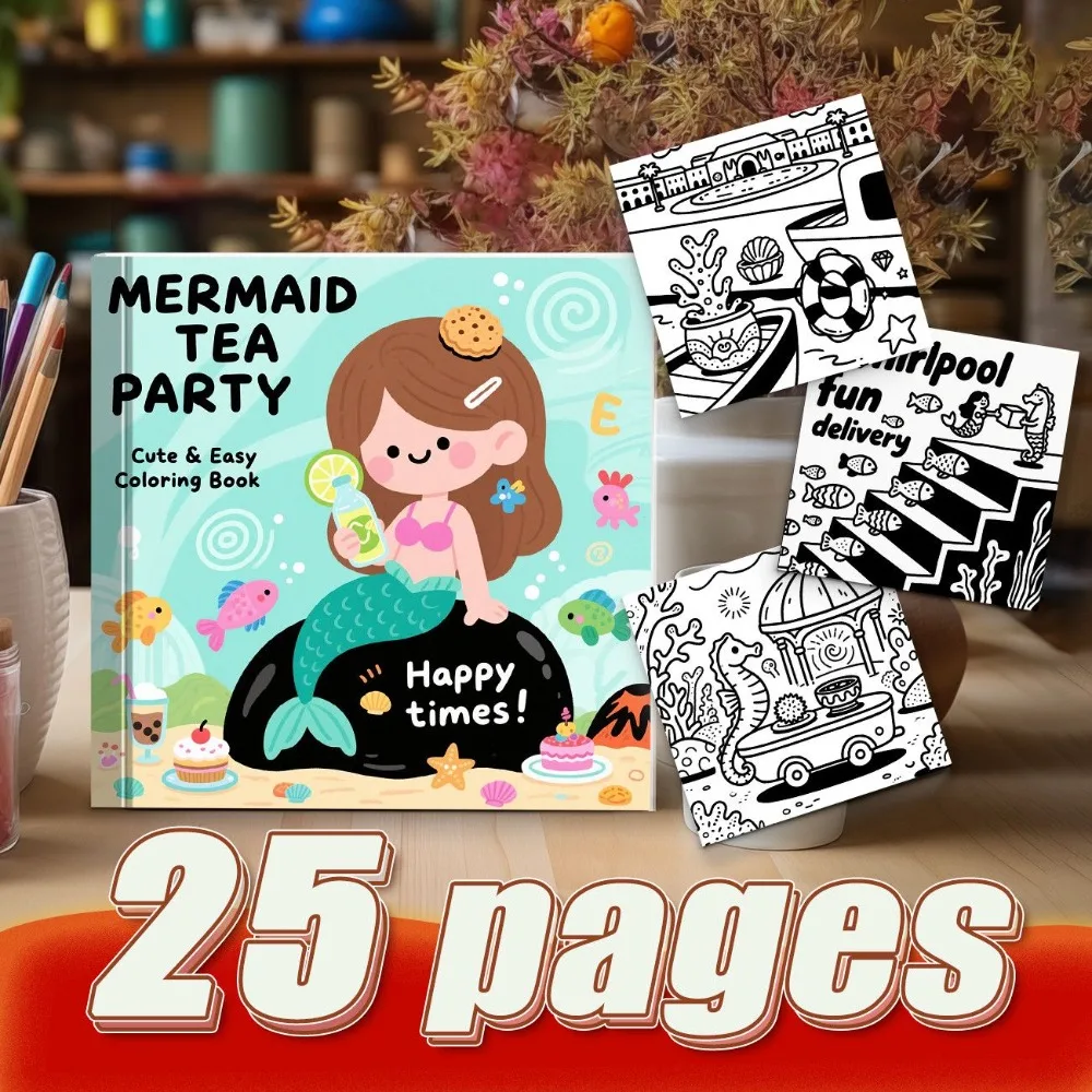 Cute Ocean Mermaid Coloring Book Stress Relief Hand Account DIY Leisure Creation Original Patterns Thickened Anti Bleed Paper