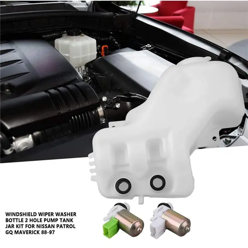 6X Car 2 Hole Windshield Wiper Washer Bottle With Pump Tank Jar Kit For Nissan Patrol GQ Maverick 88-97