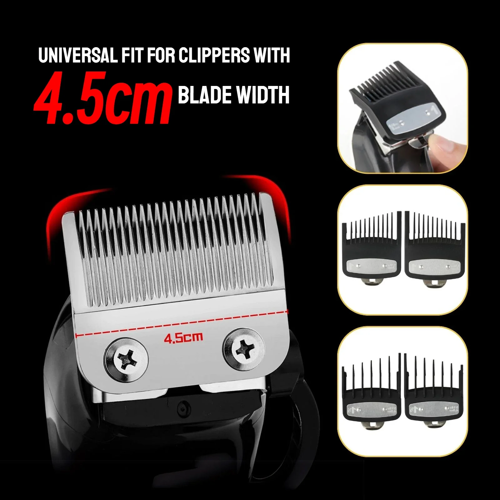 2 Stücke Professionelle Koteletten Friseur Haarschnitt Führungskamm Haarschneidemaschine Grenzkämme Trimmer Wachen Befestigung Styling Werkzeuge 3mm/4,5mm – Detail 12