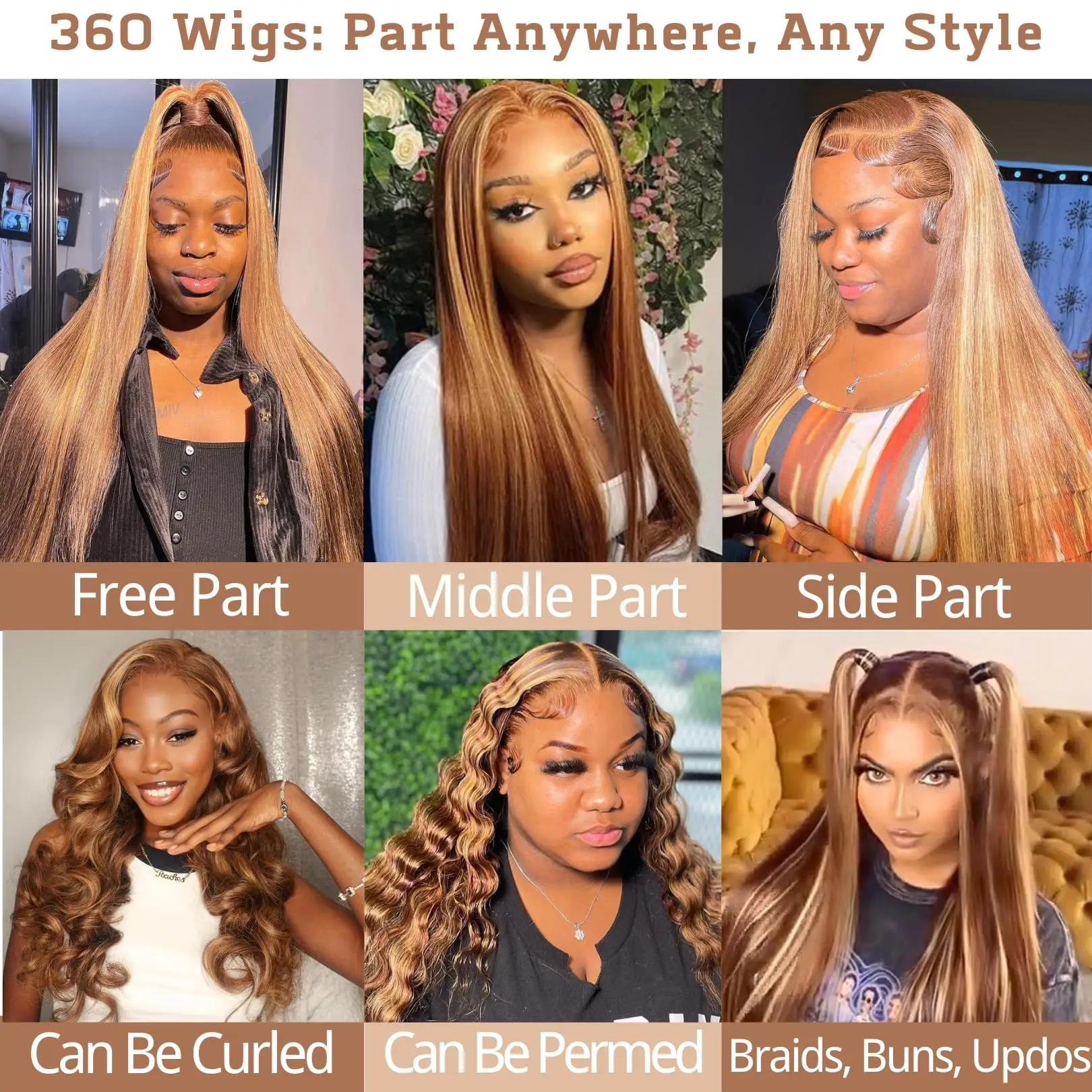 40インチ 4/27 ハイライト オンブレカラー 13x6 HDレースフロントウィッグ ストレートウィッグ 人毛 200%密度 ハニーブロンド ブラジリアンウィッグ