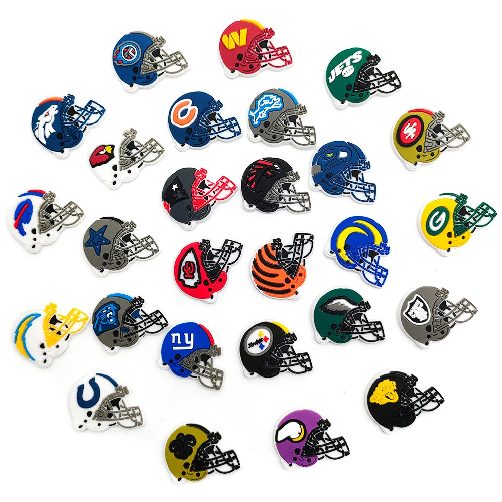 Rugby Team Helmet Collection Shoe Charms DIY Shoe Decorations Accessories Decorations Sandal Decorate for Crocs Kids Gift