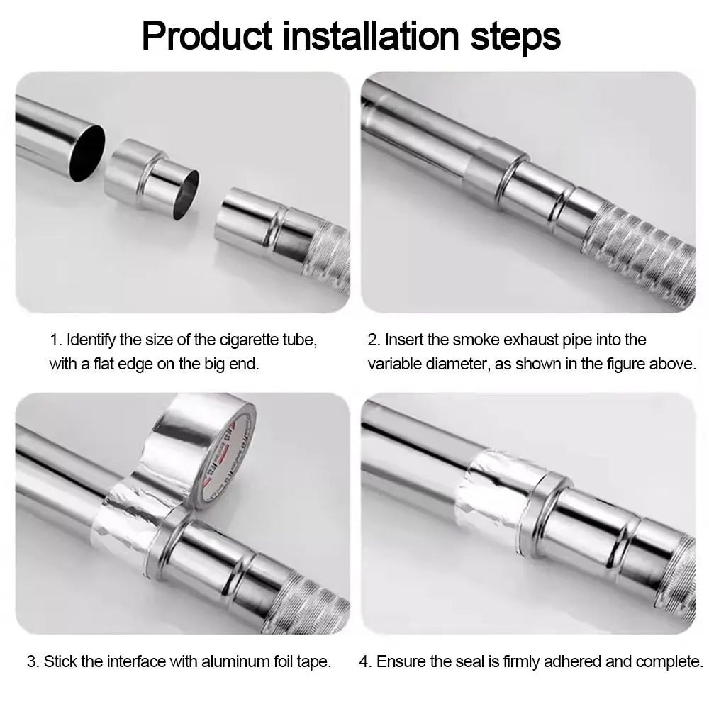 New Stainless Steel Exhaust Pipe Reducer Adapter Multiple Sizes Silver Ducting Connector Portable Ventilation Pipe Fittings
