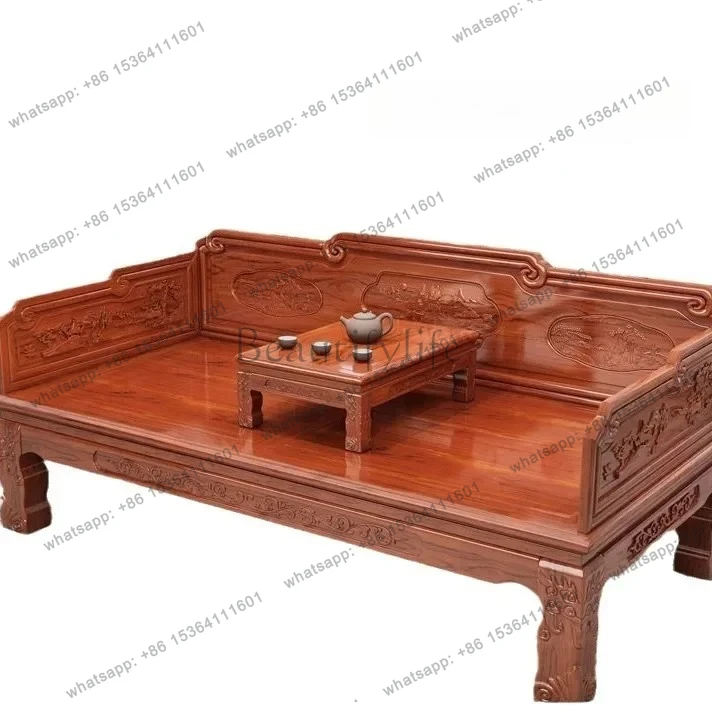 

New Chinese solid wood antique sofa Ming and Qing classical homestay log elm tiger foot carving
