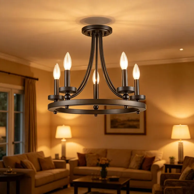 

American 5 heads Retro Iron Art Ceiling Lamp Chandelier Restaurant Living Room Kitchen Study homestay coffee Ceiling Lights