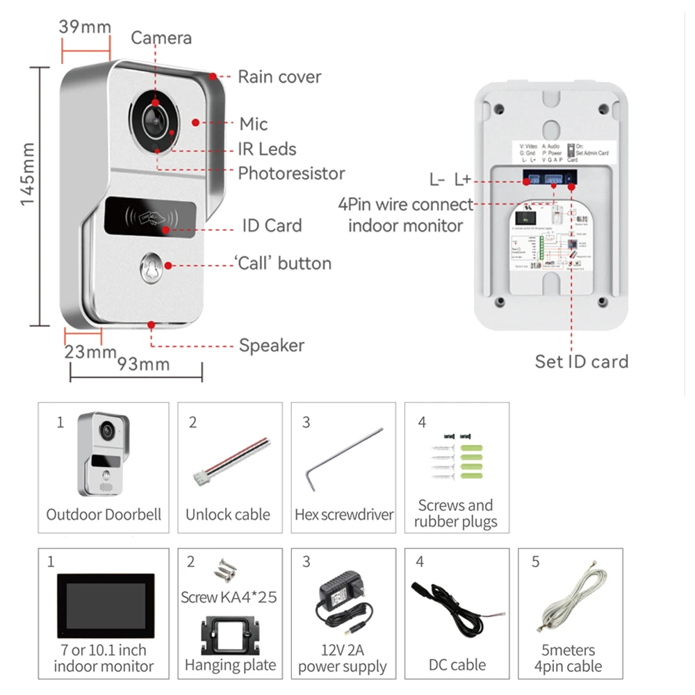 1080P 7/10 Inch TUYA WiFi Smart APP Home Intercom Kit Wireless Video Door Phone Wired Doorbell for RFID Access Control System