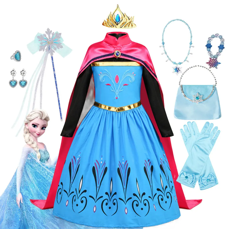 

Christmas Fancy Princess Costume Disney Frozen Purim Festival Elsa Dress Coranation Snow Queen Apparel Girls Carnival Party Gown