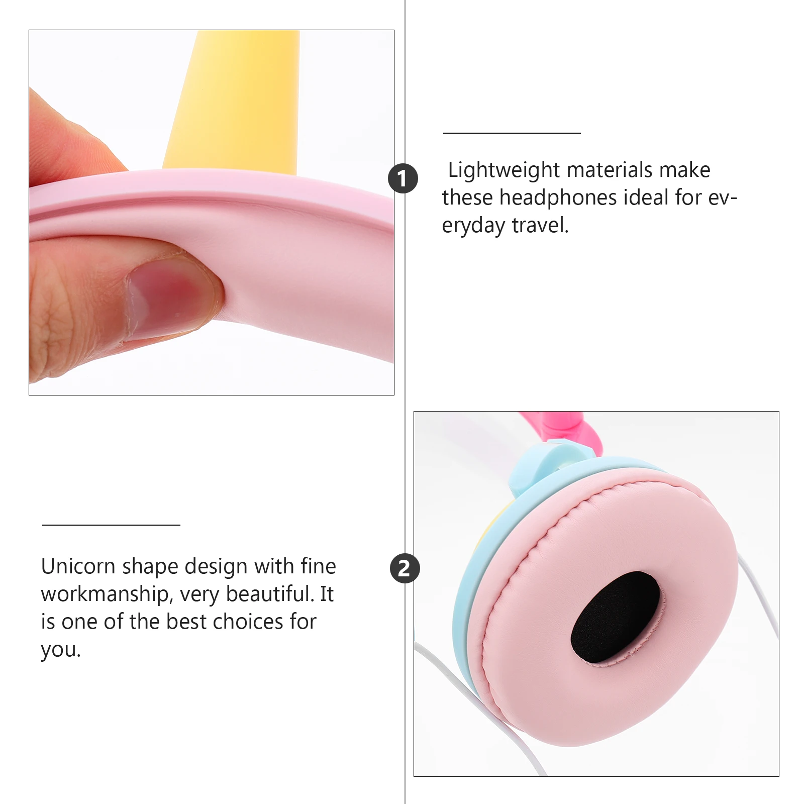 

1pc Unicorn Glowing Headphones For s Wired Over Ear 3.5Mm Creative Cartoon Headset Lightweight Abs Material Compatible With
