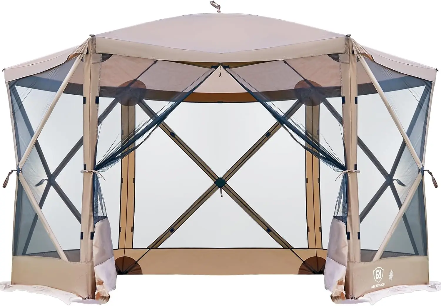 

EVER ADVANCED Всплывающая палатка для беседки с экраном для кемпинга, 11,5 футов для 8-10 человек, мгновенный навес с сеткой, портативный f