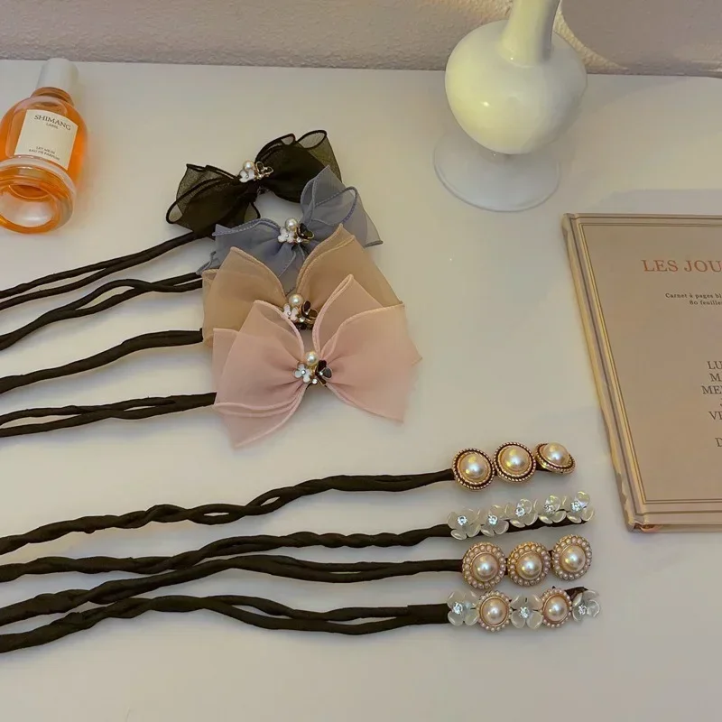 

Elegant Sweet Long Bud Chiffon Flowers Bun Maruko Hairstyles Making Tools Fashion Hairbands Headband for Women