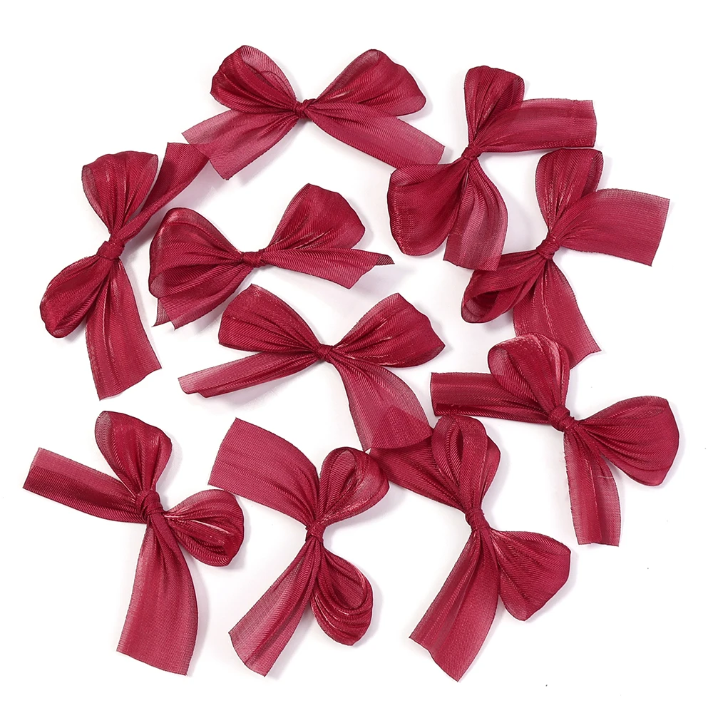 10 Stuks 4x5.5cm Parelmoer Satijnen Lint Strikken Kleurrijke Vouw Kleine Strik Voor Geschenken Bloem Verpakking Deco DIY Bruiloft decor