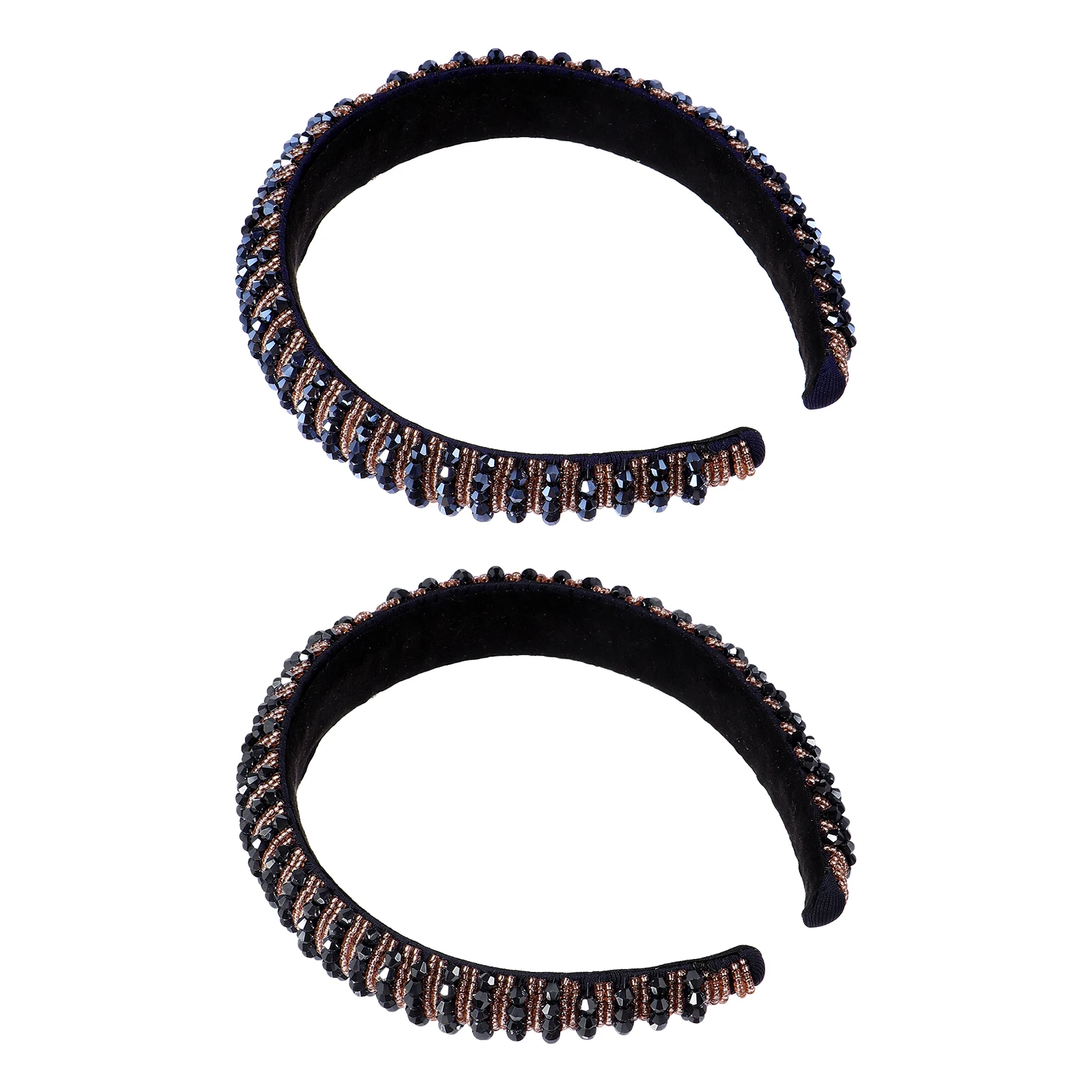 

2pcs Crystal Beaded Headb Sparkle Cloth Rhinestone Hoop Bridesmaid Party Hairstyles Accessories Non Fading Lightweight