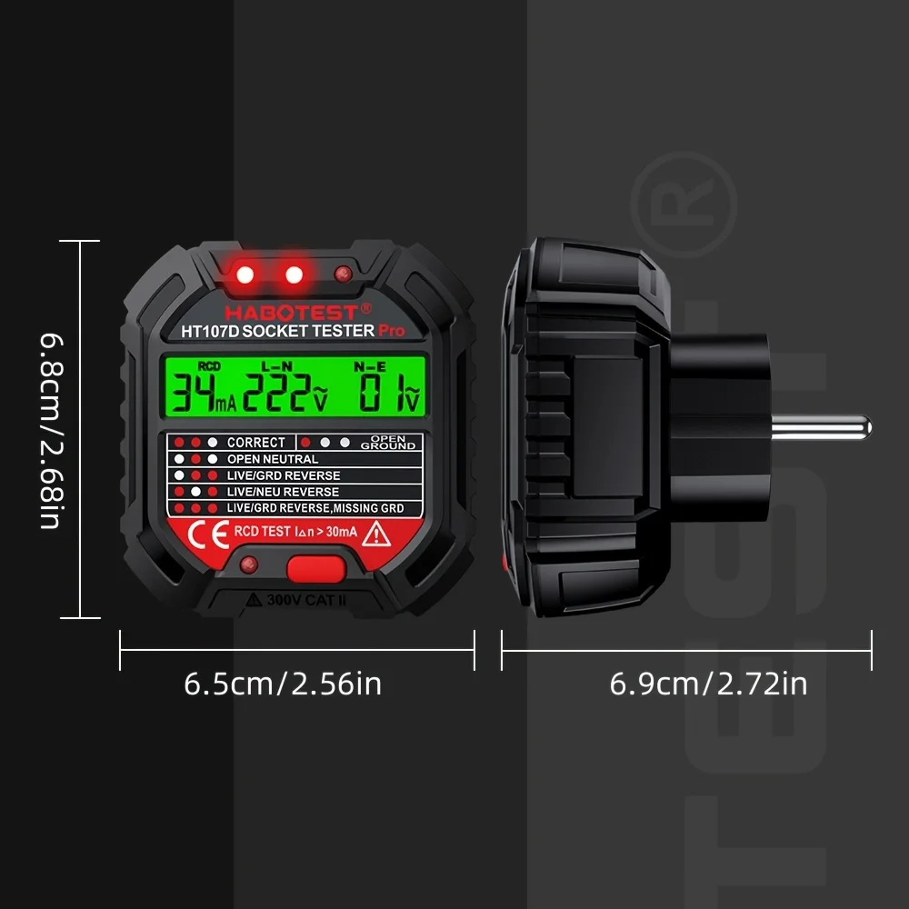 HABOTEST HT107B المقبس تستر الجهد اختبار المقبس الكاشف الاتحاد الأوروبي التوصيل الأرض صفر خط التوصيل قطبية المرحلة الاختيار #2
