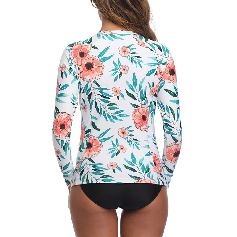 MUOLUX 2024 New Summer Bikini Swimsuit Print Two-piece Sun Protection Surfing Suit Split Long Sleeved Zippered Tankini Swimwear