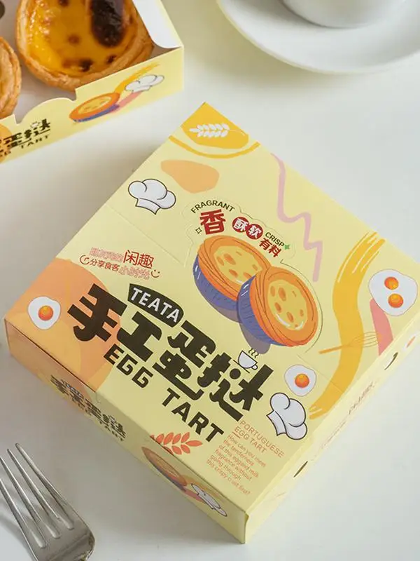 

Portuguese Tart Paaging Box Disposable 2/4/6 Pieces Box New Window Opening No Thiening Home Use Kitchen Baking Supplies