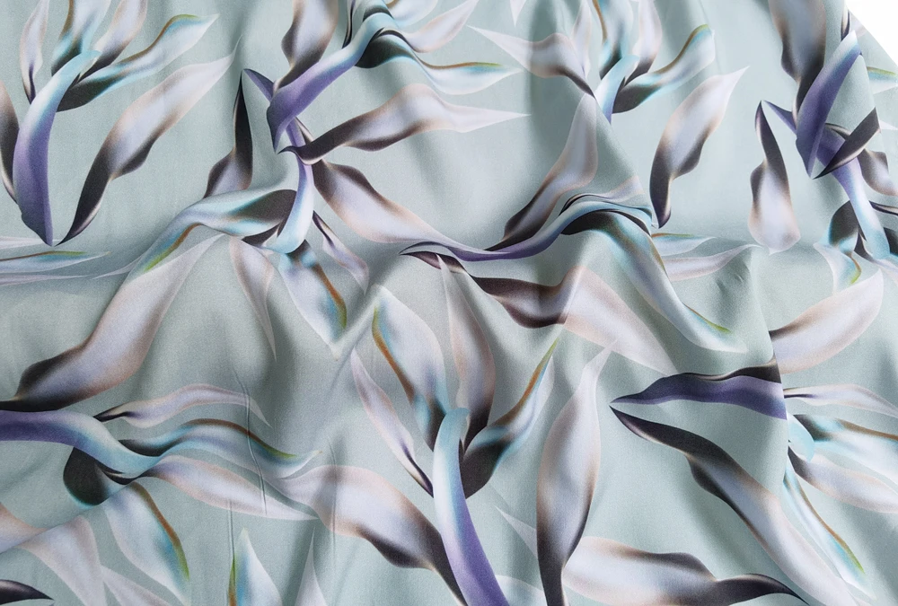 1 Meter x 1,4 Meter eleganter Blatt-Viskose-Stoff, weiches Popeline-Material für Kleider – Detail 7