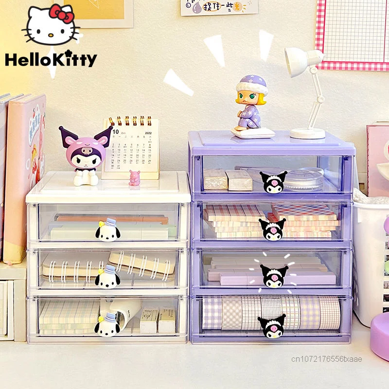 

Sanrio Cartoon Storage Box Desktop Decoration Student Stationery Sundries Accessories Kuromi Acrylic Dormitory Small Desk Shelf