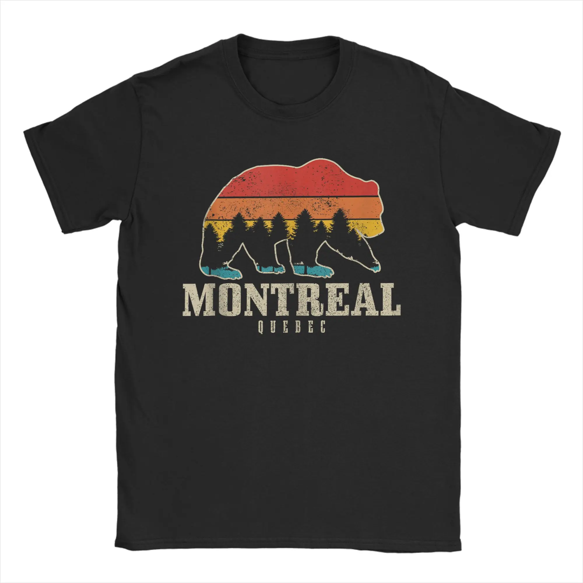 

Novelty Montreal Quebec Canada Bear Nature T-Shirts for Men Round Neck Cotton T Shirts Short Sleeve Tee Shirt Printed Clothing