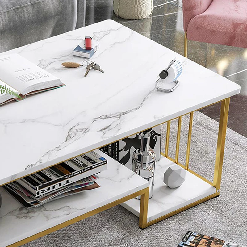 Simple MDF marble cabinet in modern living room Nordic simple coffee table Rock plate TV cabinet and coffee table Combination