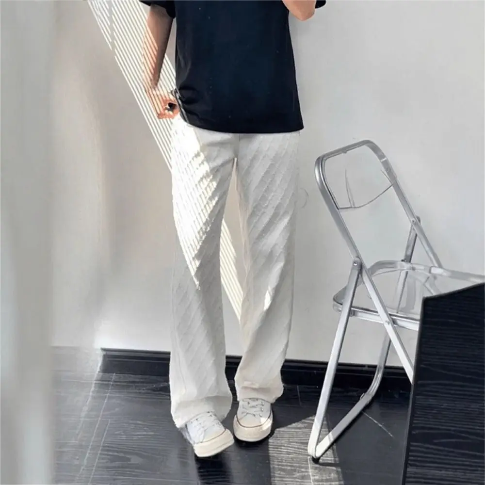 กางเกงยีนส์เดนิมทรงตรงแบบซอฟต์กริด สไตล์แบ็กกี้ คาวบอย  ลำลองสไตล์เกาหลี สำหรับผู้หญิง ยุค Y2K