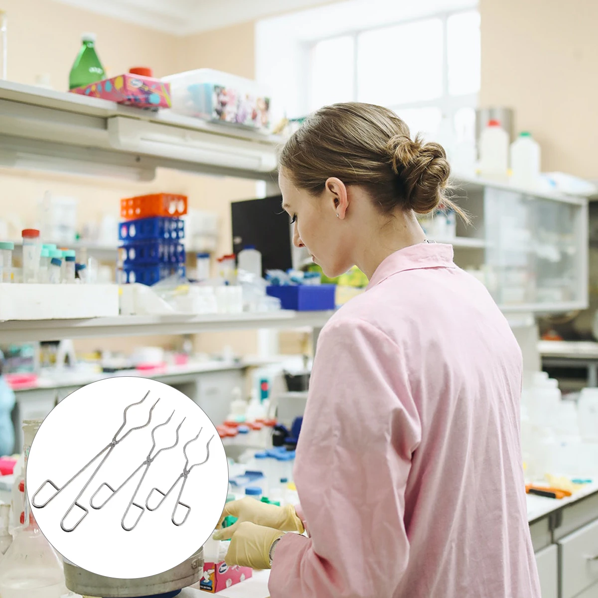 

3pcs Crucible Tongs Stainless Steel High Temperature Ceramic Clamp Beaker Flask Lab Accessories Chemistry Supplies