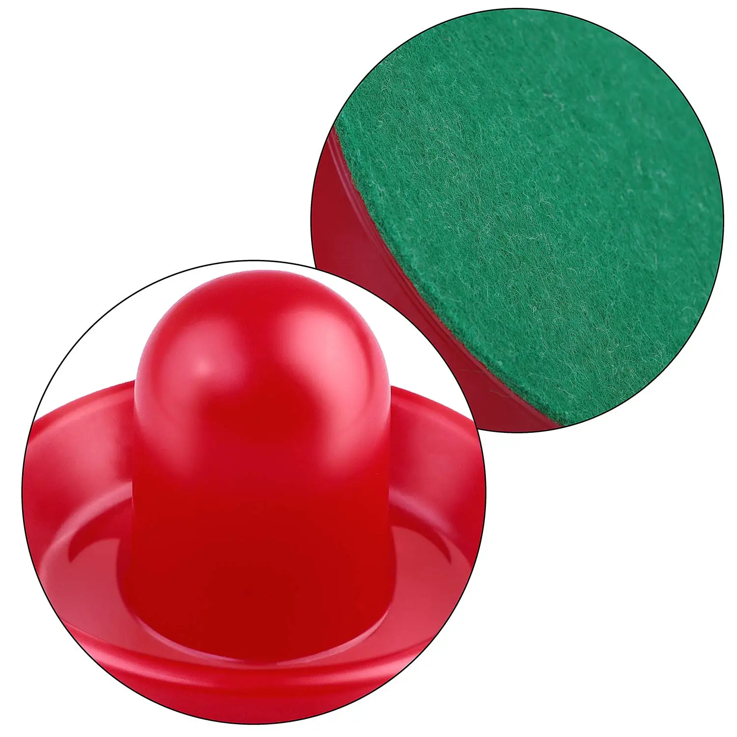 Mini Air Hockey Pucks and Paddles - Replacement Set Value Pack - Set of Two Red Air Hockey Pushers and Four Red Pucks