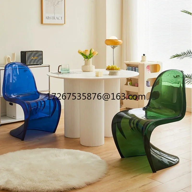

Acrylic chair transparent dining chair plastic back chair designer simple and comfortable stool