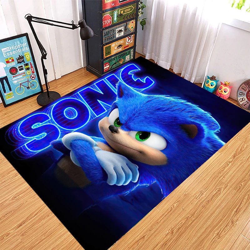 New Sonic The Hedgehog Bedroom Living Room Cross-border Cartoon Carpet Car Story Cartoon Floor Mat