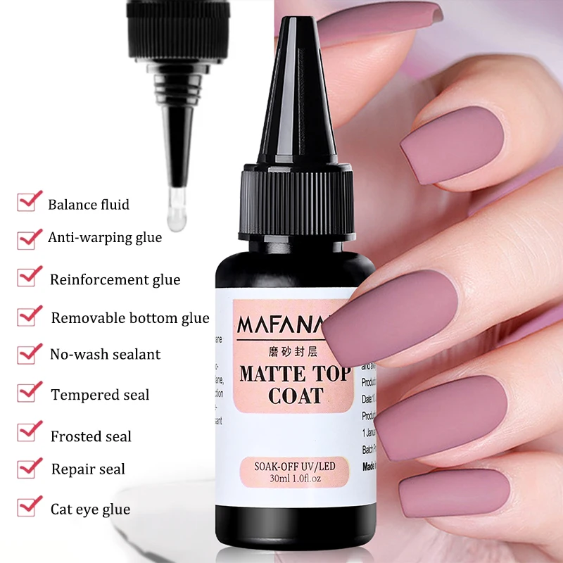 30ML No Wipe Gel Base Coat Top Toughen Top Coat Crystal Top Coat Reinforce Gel Russian Leveling Gel Multi-functional UV Nail Gel