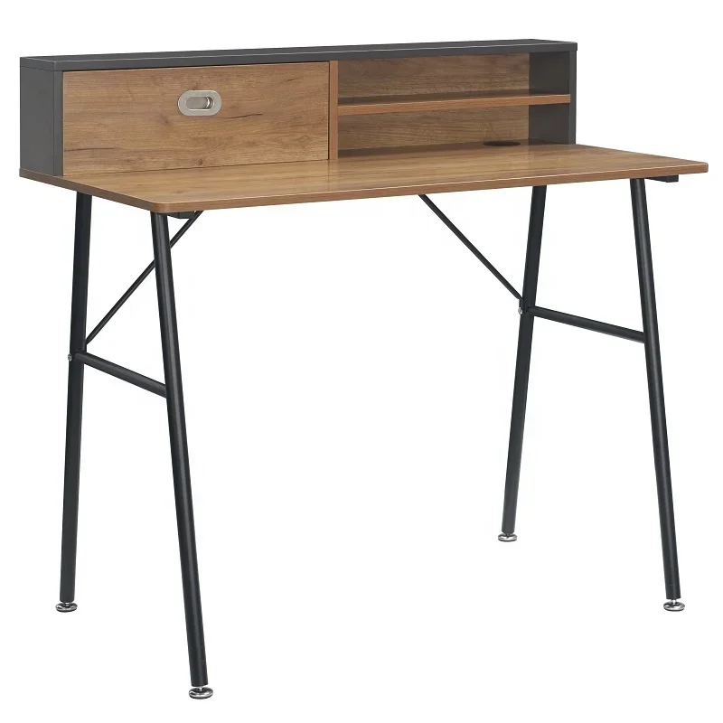 Industrial Style Melamine Top Metal Leg Computer Desk Home Office Furniture Writing Desk