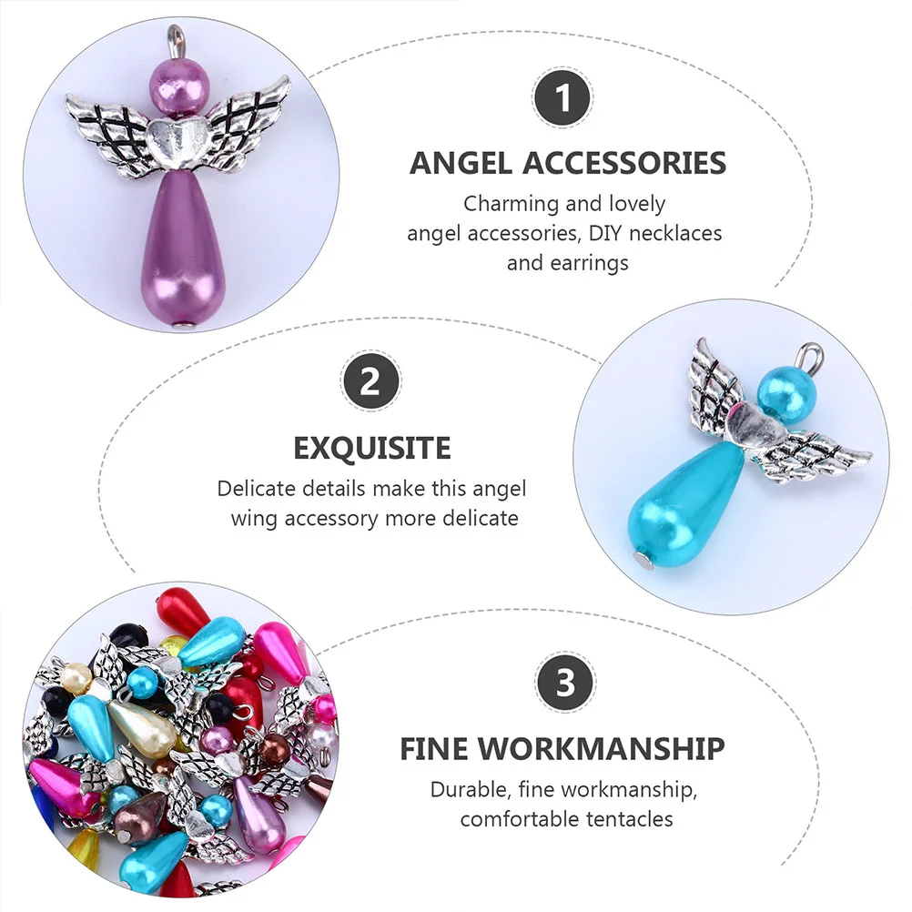 25 PCS Angel Wing Pendant Creative Exquisite DIY Pendants Necklace Craft Decor Jewelry Hanging Keychain Ring Alloy Decoration