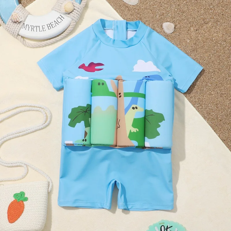 Buoyancy Cartoon Swimsuit Girl One Piece Suit Kid Boys Beach Romper Children Floating Swimwear 2024 Toddler Infant Swimming Vest