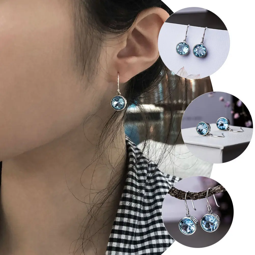 1Pair Sea Blue Gemstone Earring Charms Creative Unique Design Light Weight DIY Jewelry Making Supplies for Earrings Pendants