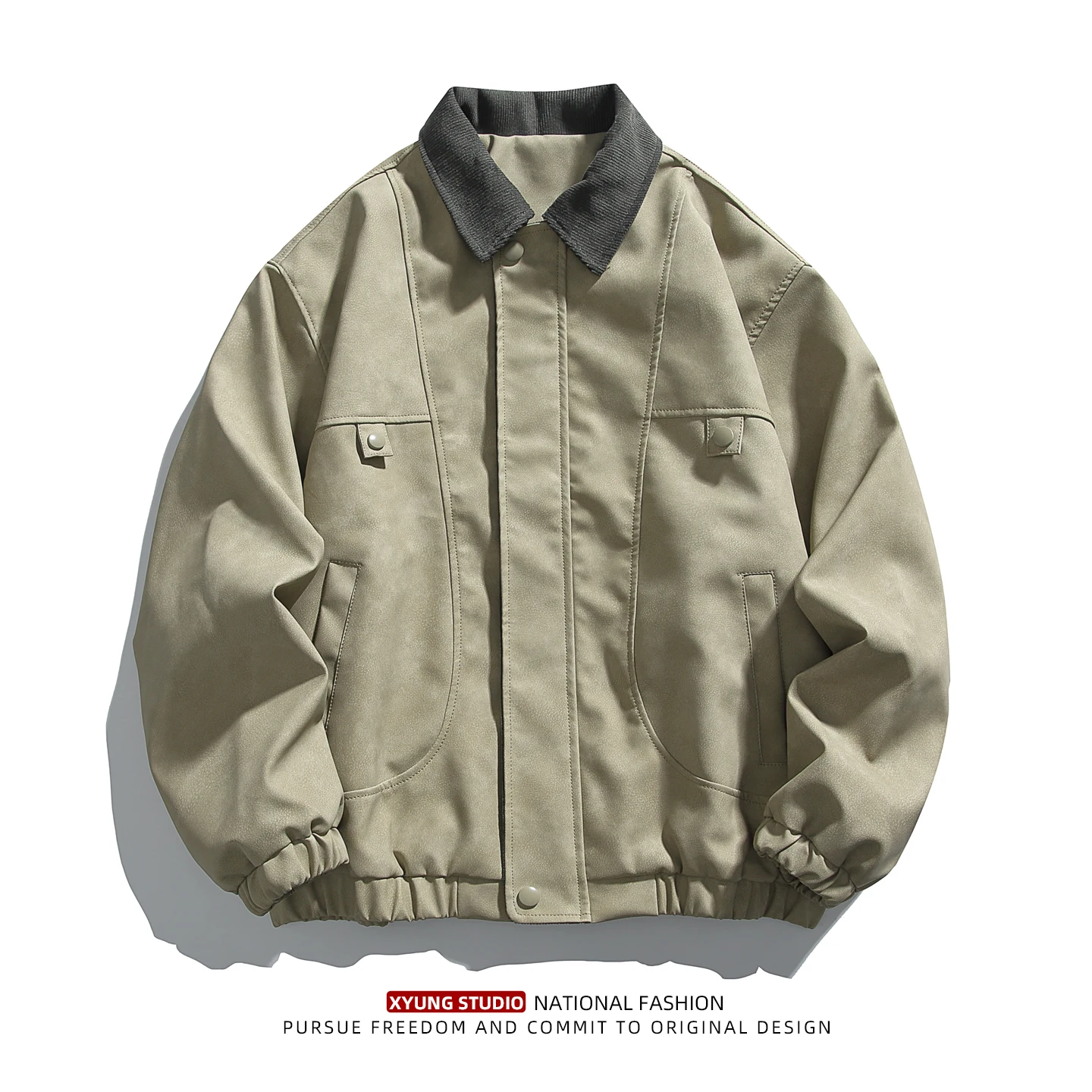 

Мужская куртка из вельвета и искусственной кожи в американском стиле, осенне-зимняя, для работы, для мотоциклистов, повседневная, свободного кроя