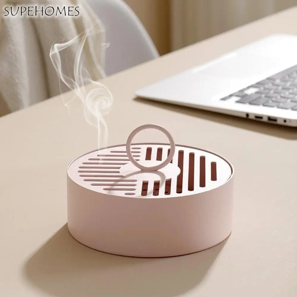 

Rustproof Mosquito Coil Holder Heat Resistant Carbon Steel Mosquito Incense Plate Round with Handle Spiral Holder Indoor Use